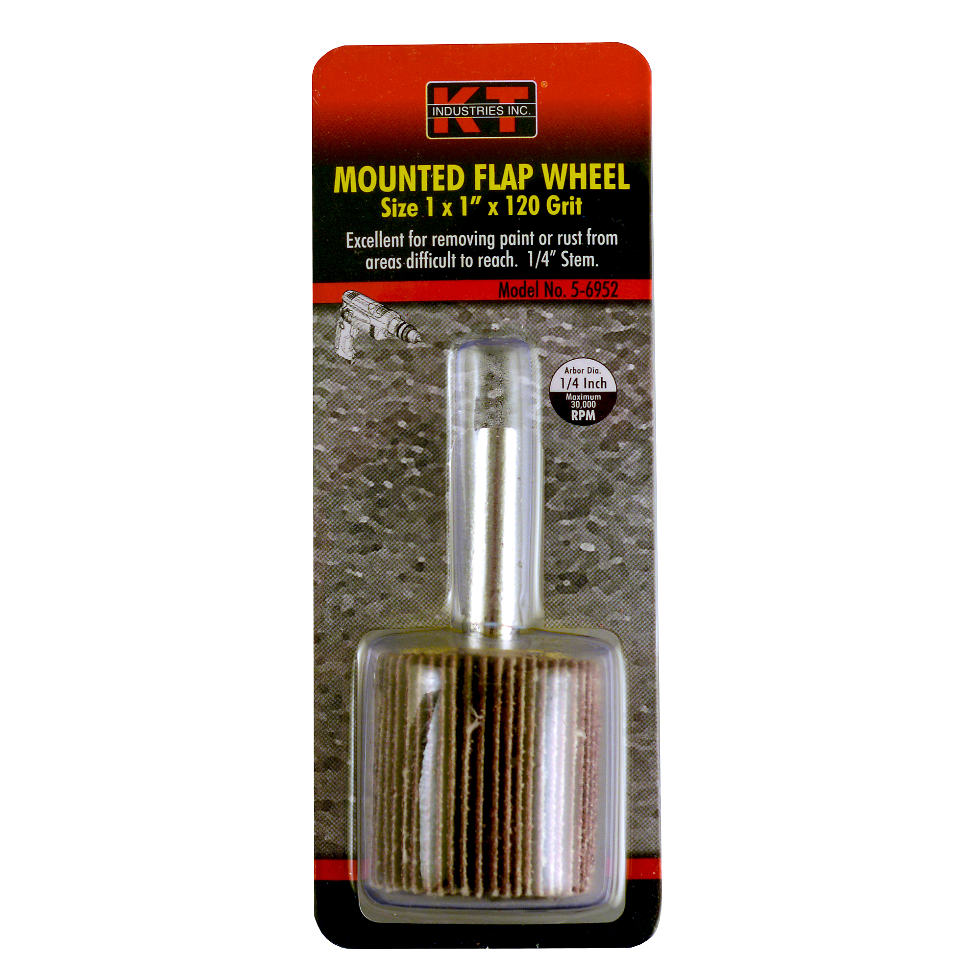 K-T Industries Flap Wheel — 1in. x 1in., 120 Grit, 30,000 RPM, Model# 5-6952